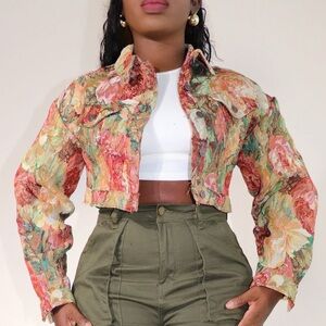 Cropped Jacquard Jacket